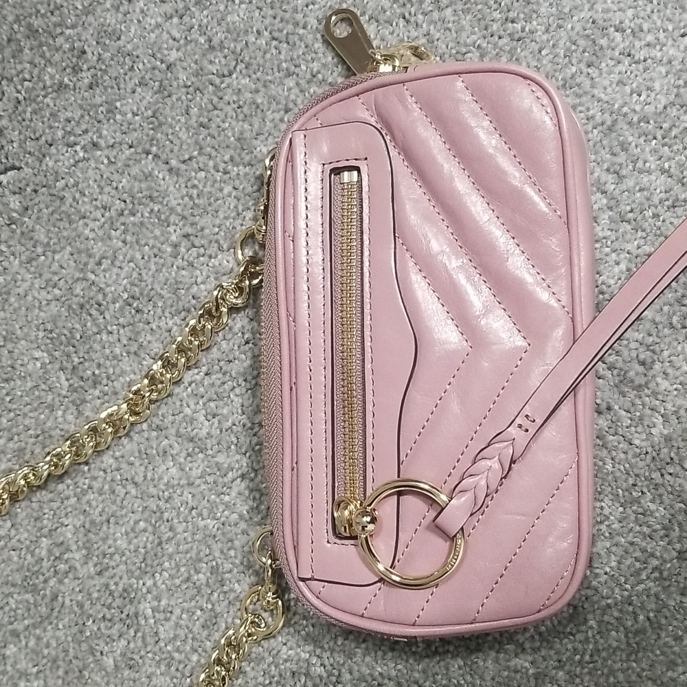 Rebecca Minkoff Quilted Leather Small Double Zipped Crossbody In Fawn